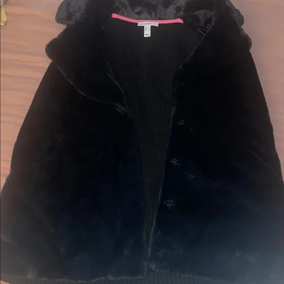 NWOT Isaac Mizrahi Live! Women's Jacket Mixed Media Faux-Fur Vest Black - Picture 4 of 9